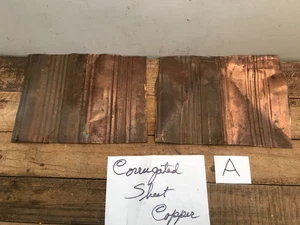 2 Fogli Ondulati Rame Rame Rottami Patina Naturale Colori Verdigris (A) - Foto 1 di 7