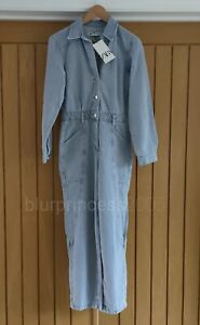 ZARA Denim Jumpsuit Boilersuit Overalls Long Pockets Straight S Blue Grey Z1975