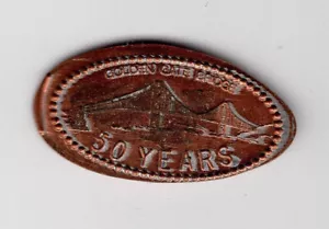 Elongated Coin USA, San Francisco, Golden Gate Bridge, 50 Years, 50121 - Picture 1 of 1