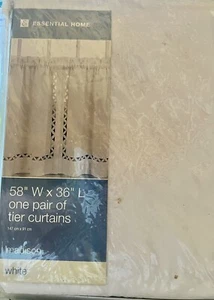 NIP White 58 x 36" Tier Set Curtains ESSENTIAL HOME - Picture 1 of 2