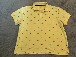 Club Room Polo Shirt Mens XXL Yellow All Over Print Palm Trees Performance Golf - Picture 1 of 6