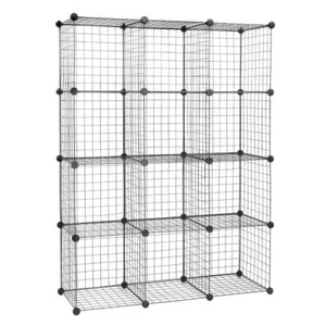 (43 x 14 x 57)" 12-Cube Metal Grids Storage Wire Cube Organizer Bins Shelving - Picture 1 of 8