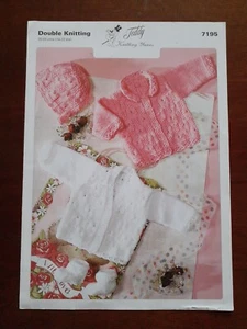 Teddy Wools DK Knitting Pattern No 7195 Cardigans, Bonnet & Socks 14-22" Vintage - Picture 1 of 3