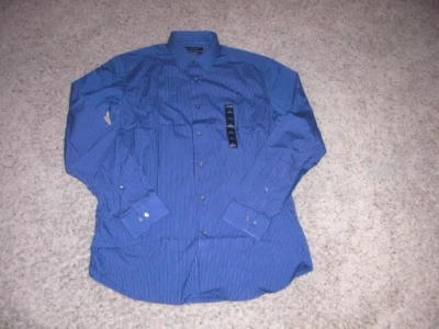 CAMISA DE VESTIR APT 9 Azul con Rayas Negras Slim Fit 16x34/35 TOTALMENTE NUEVA CON ETIQUETAS Foto 1 de 3