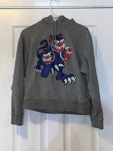 KENZO TWIN BLUE TIGER MENS HOODIE SIZE S CHEST 23" LENGTH 22" - Picture 1 of 6