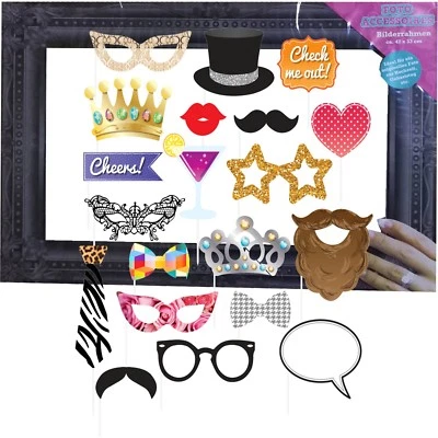 MARKENLOS Fotorahmen Fotorequisite Foto Verkleidung Party Geburtstag Feier Requisite Set 2