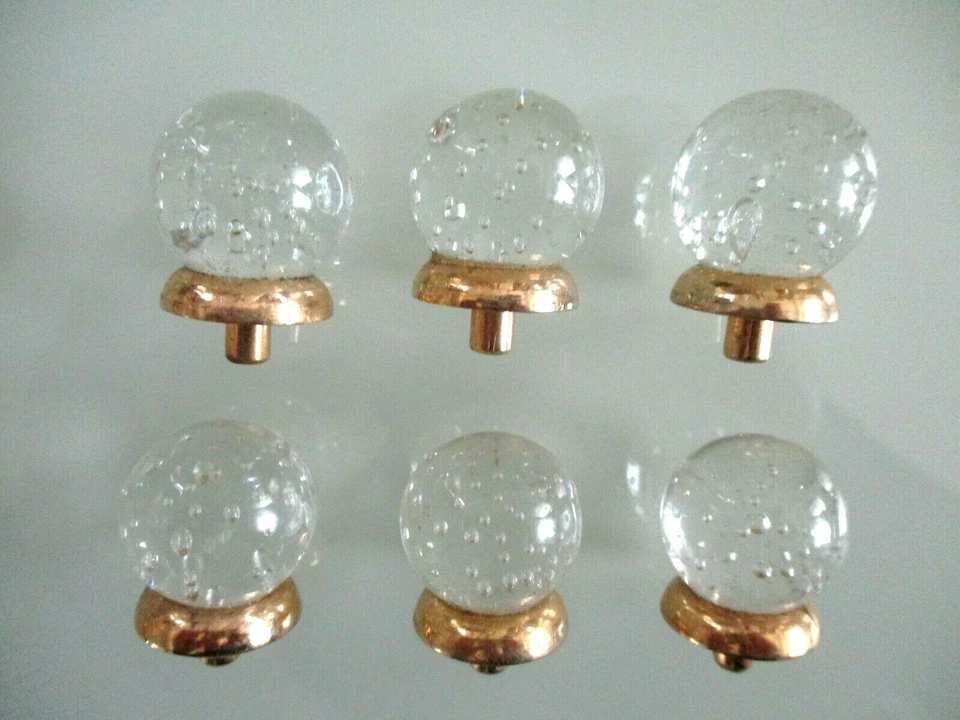 Maçanetas de porta de armário design bola de vidro conjunto correspondente de 6 alças - Imagem 1 de 4