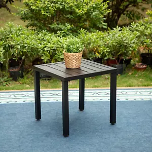New Outdoor Black Metal Side Table, Square Patio End Table, Weather-Resistant - Picture 1 of 12