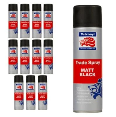 Tetrosyl Matt Black Trade Aerosol Adjustable Nozzle Spray Paint 500ml x12