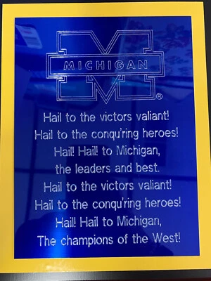 MICHIGAN WOLVERINES FIGHT SONG PLAQUE  8” X 10” - Image 1 of 2