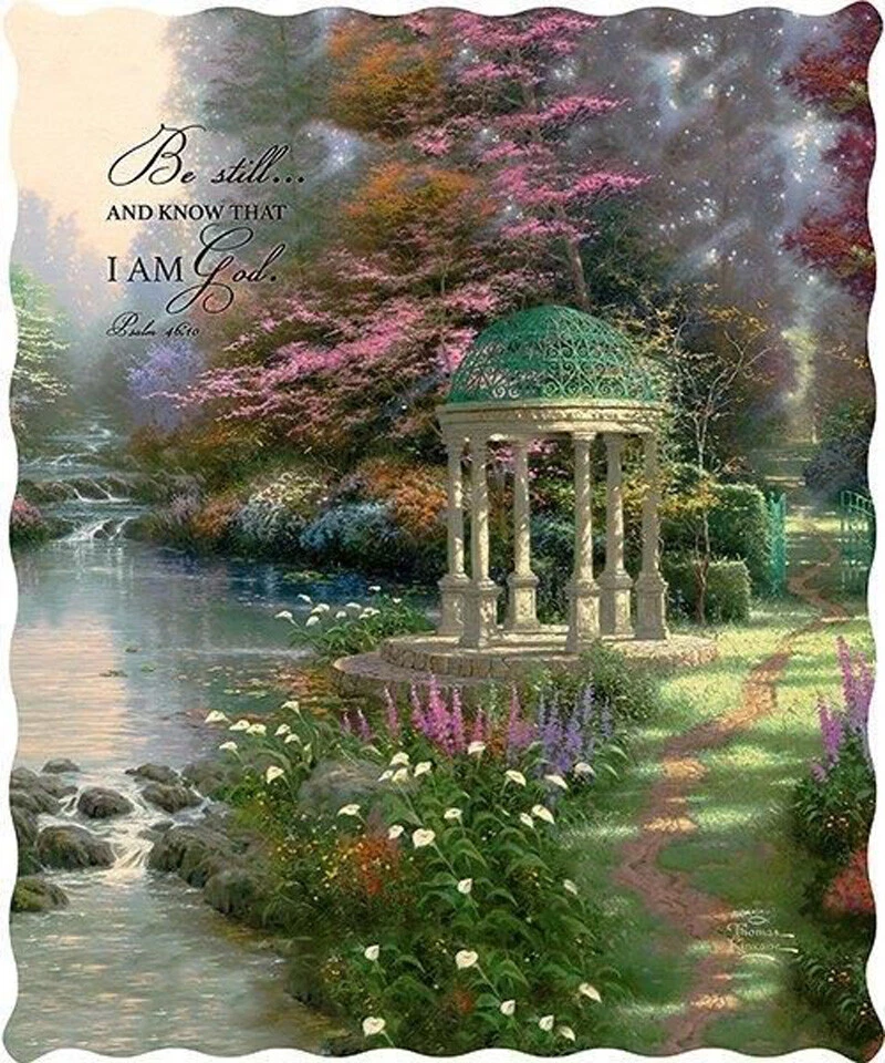BE STILL & KNOW THAT I AM GOD PSALM 46:10 THOMAS KINKAID Licensed Quilted Throw - Image 1 of 1