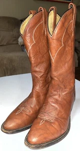 Stivali cowboy vintage Tony Lama stile 5084 da uomo taglia 8,5 E pelle marrone western - Foto 1 di 9