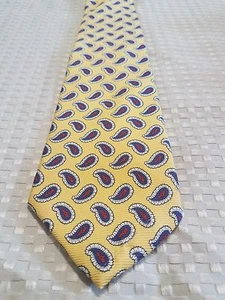 Ralph Lauren Tie Yellow Paisley 100% Silk Tie - Picture 1 of 4