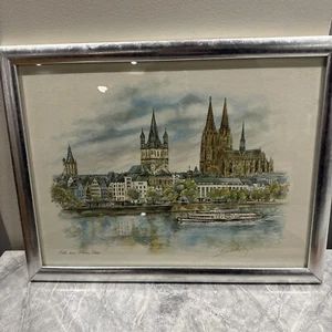 Farbskizze Kölner Dom am Rhein - Bild 1 von 6