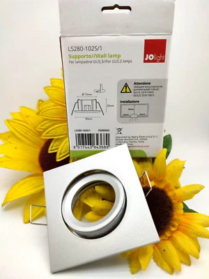 Porta faretto incasso metallo silver satinato orientabile alogeno Led - Immagine 1 di 2