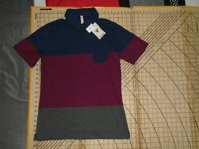 YOUNG MENS MEDIUM UNIVIBE BLUE/GRAY/BURGUNDY SOFT POLO SHIRT - NWT - Image 1 of 3