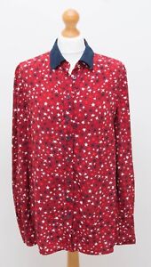 Tommy Hilfiger Navy Red Star Print Shirt Blouse Size 10 US 14 UK