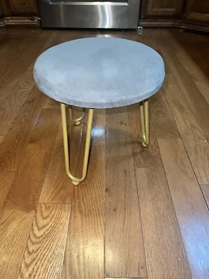 Small Ottoman Stool with Modern Iron  Hair pen Legs Gray - Image 1 of 4