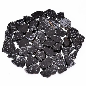 Natural Snowflake Obsidian Slice Rough Gemstone Raw Snowflake Obsidian Stone - Picture 1 of 8