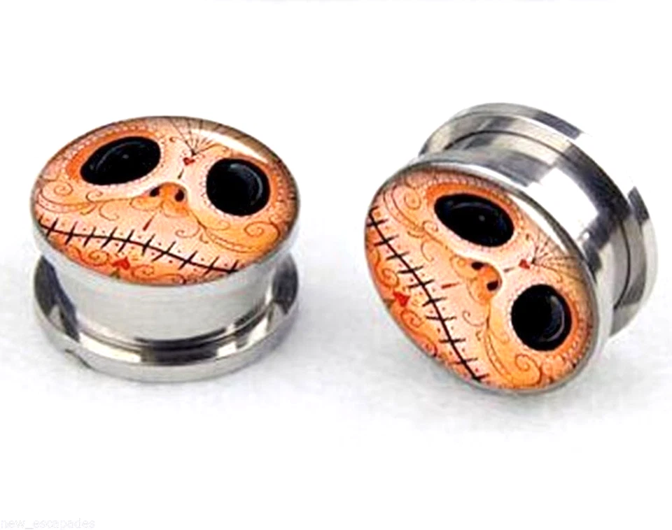 PAR-Jack Skellington Tapones para los oídos de acero tostado calibre 16 mm/5/8"  Foto 1 de 3