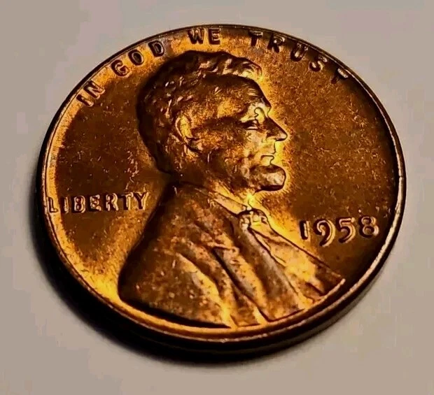 1958 Unc Lincoln wheat penny, no mint mark, L of liberty on rim, rare coin - Image 1 of 4