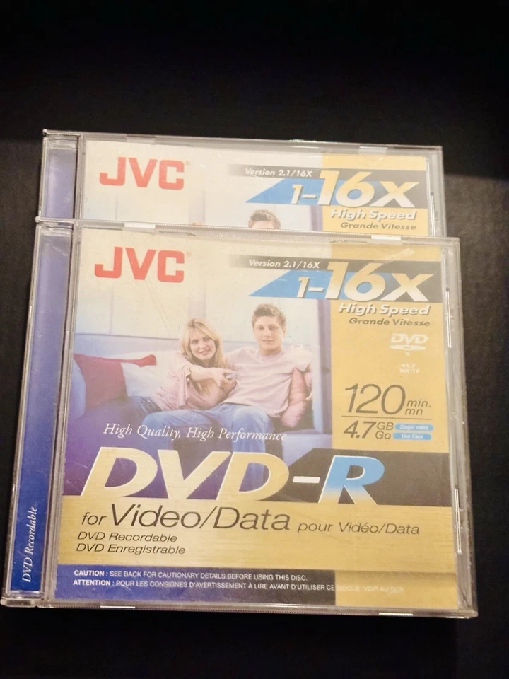JVC DVD-R 1-16x High Speed Discs DVD Recordable X2 - Image 1 of 1
