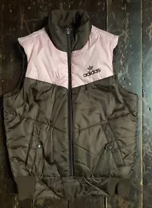 Vtg 2000s Adidas Brown Pink RARE Puffa Waistcoat Sport BodyWarmer Ladies Gilet 8 - Picture 1 of 12