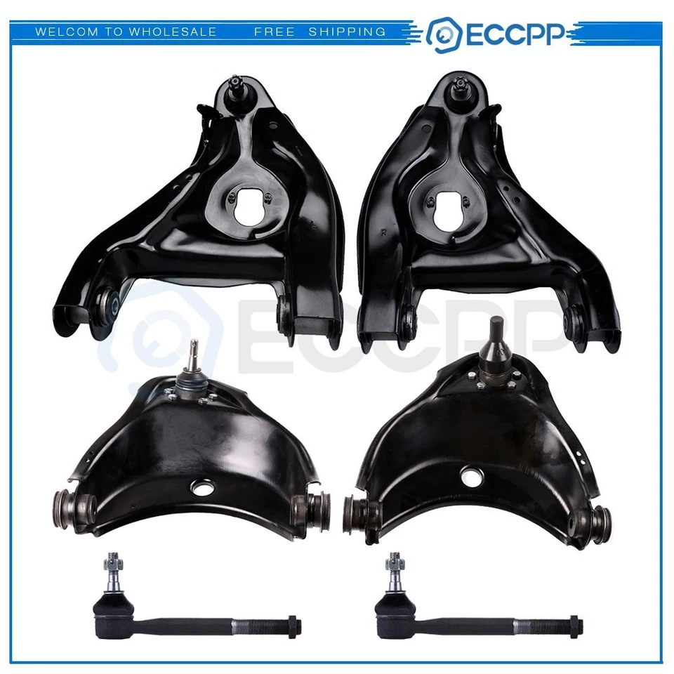 6pcs Front Upper Lower Control Arm Outer Tie Rod Links For 96-02 GMC Savana 2500 - Image 1 of 4