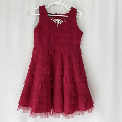 Vestido BISCOTTI Niña Rosa En Capas Volantes Adornos Cinturón Talla 6 Foto 1 de 4