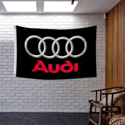 Bandera Audi 3X5 pies Banner Logo Carreras Coche Show Banderas Garaje Pared Decoración FL49 Foto 1 de 4