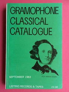 GRAMOPHONE CLASSICAL RECORD CATALOGUE - September 1983 Vinyl & Tape Guide Book - Picture 1 of 2