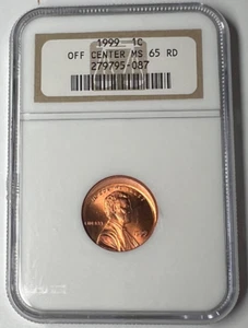 1999 Lincoln Memorial Cent Off-Center Error NGC MS65 RD - Picture 1 of 4