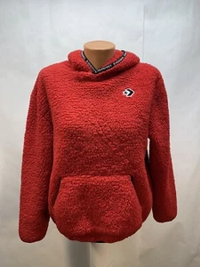 Converse Fuzzy Sherpa Hoodie Kids Large Red Polyester Pullover - Picture 1 of 10
