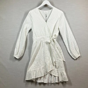 Lost + Wander Wrap Dress White Womans Ruffled Mini Dress Small - Picture 1 of 12