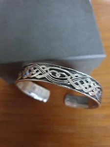 Vintage 33g Heavy 925 Silver Celtic Knot Design Cuff Bracelet Bangle Hallmarked - Imagen 1 de 16