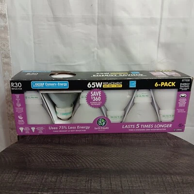 Feit Electric R30 CFL Light Bulbs 65W/15W Reflector 6-Pack 750 Lumens - Image 1 of 4