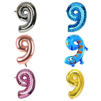 INFLATE DECORATE LTD 16" 9th Birthday Party Number Foil Balloon Air Fill Pink Blue Gold Silver Animal
