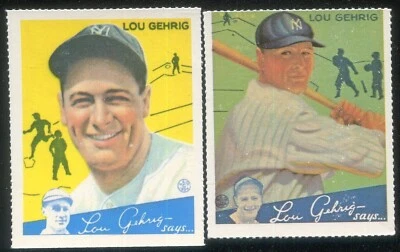 Lou Gehrig Lote de 2 diferentes #37 y 61 Dover reimpresión de 1934 Goudey Foto 1 de 2