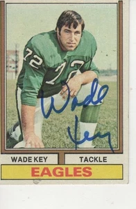 LLAVE WADE FIRMADA 1974 TOPPS #296 - ÁGUILAS DE FILADELFIA - Imagen 1 de 1