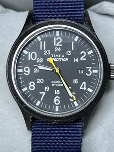 Timex Expedition Black Dial Analog Watch WR50m Indiglo New NATO Strap - Picture 1 of 12