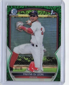 2023 Bowman #BCP-97 Fraymi De Leon Chrome Prospects Grass Green Refractors #/99 - Picture 1 of 2