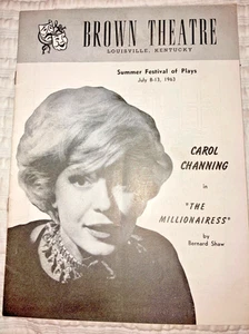 VINTAGE Program-CAROL CHANNING-THE MILLIONAIRESS-Louisville Brown Theatre-1963 - Picture 1 of 11
