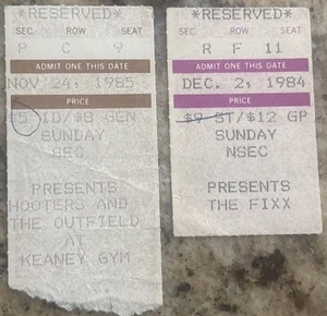 1984 The Fixx Hooters Outfield Konzert Ticket Stub Lot URI Keaney Gym Kingston - Bild 1 von 2