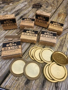 Vintage Kerr "63" Deckel 6 Schachteln mit 12 alle Einmachformen passend für alle 63 Gläser 72 insgesamt - Bild 1 von 6