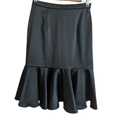 Falda satinada negra vintage Y2K Xscape para mujer talla 4 hasta la rodilla Foto 1 de 4