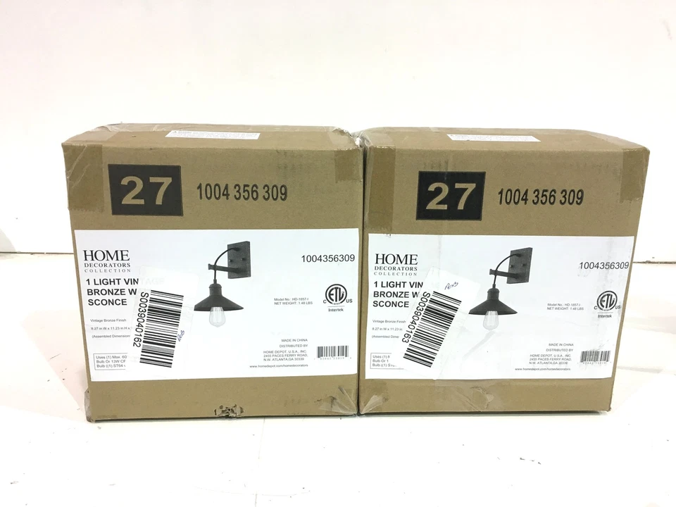 2pk Home Decorators Halstead 10 in. 1-Light Vintage Bronze Wall Sconce - Image 1 of 1