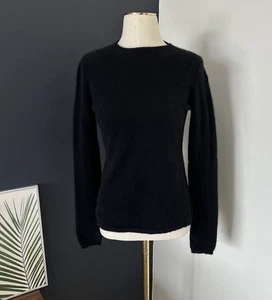 Peck & Peck 100% 2-ply Cashmere Black Crew Neck Sweater Long Sleeve Sz S - Picture 1 of 8