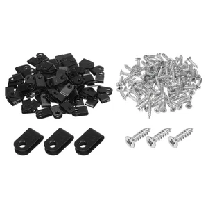 Pince à câble de type U, 3,3 mm 0,13 pouces clips en nylon noir 200 pièces - Photo 1/5
