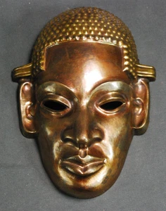 Busto de pared de latón MASCARILLA relieve CABEZAL accionado a mano ESTILO HAGENAUER alrededor de 1950 - Imagen 1 de 6