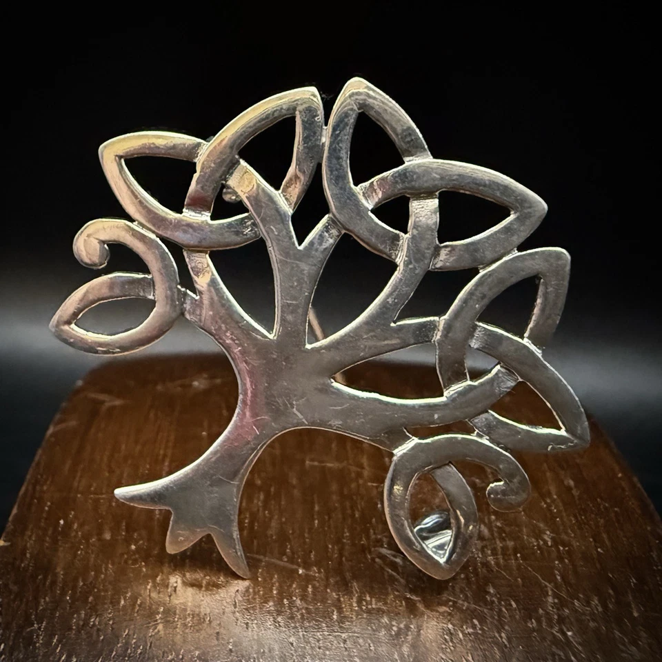 925 Sterling Silver Celtic Tree of Life Brooch, Knotwork Design, 5.13g - Image 1 of 4